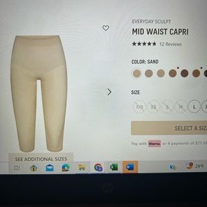 NEVER WORN Skims mid waist capri, everyday sculpt. Support level is Mild,